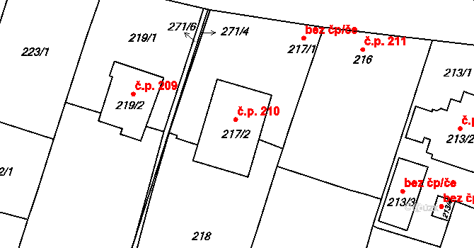 Oldřišov 210 na parcele st. 217/2 v KÚ Oldřišov, Katastrální mapa