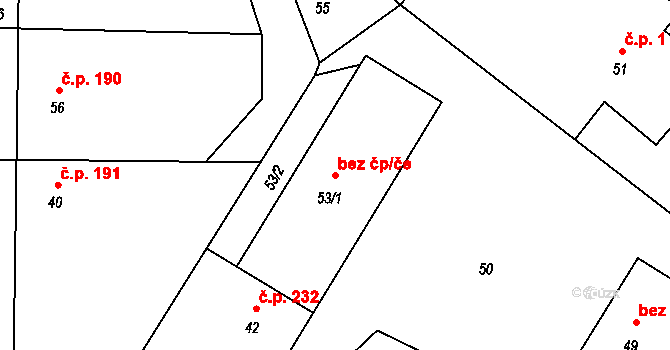 Malešov 44005741 na parcele st. 53/1 v KÚ Malešov, Katastrální mapa