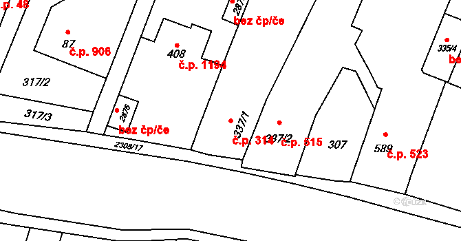 Kateřinky 314, Opava na parcele st. 337/1 v KÚ Kateřinky u Opavy, Katastrální mapa
