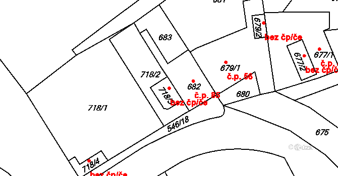 Teplice 45151741 na parcele st. 718/3 v KÚ Sobědruhy, Katastrální mapa