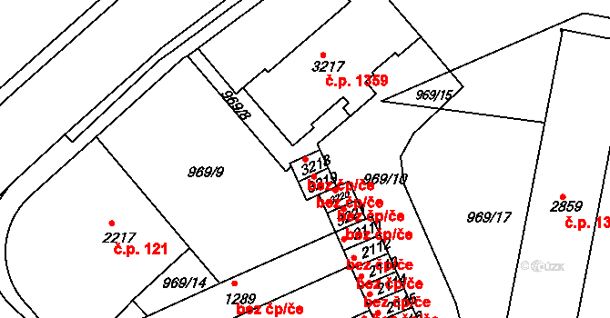 Ústí nad Orlicí 45533741 na parcele st. 3218 v KÚ Ústí nad Orlicí, Katastrální mapa