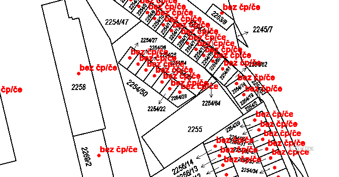 Dačice 47865741 na parcele st. 2254/22 v KÚ Dačice, Katastrální mapa