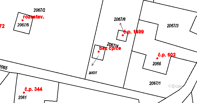 Orlová 48015741 na parcele st. 2067/7 v KÚ Horní Lutyně, Katastrální mapa