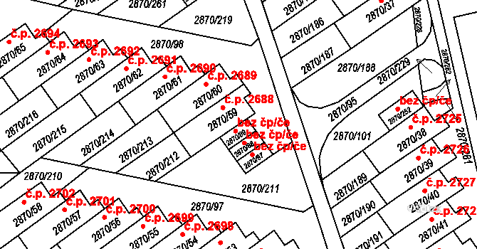 Teplice 48930741 na parcele st. 2870/89 v KÚ Teplice, Katastrální mapa