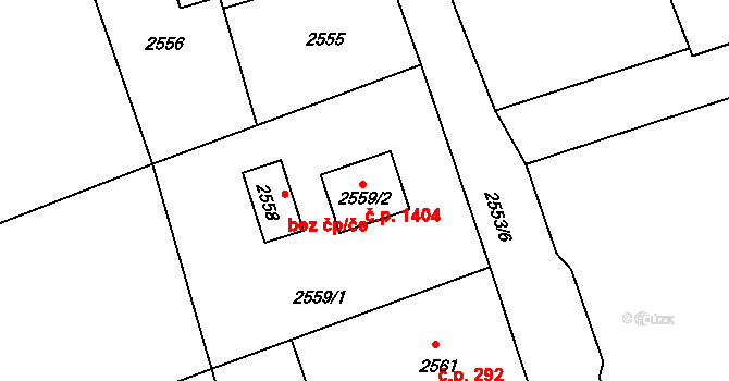 Lutyně 1404, Orlová na parcele st. 2559/2 v KÚ Horní Lutyně, Katastrální mapa