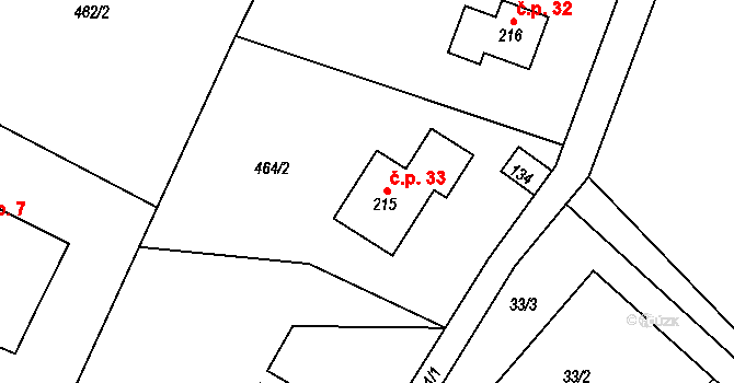 Rváčov 33, Lomnice nad Popelkou na parcele st. 215 v KÚ Rváčov, Katastrální mapa