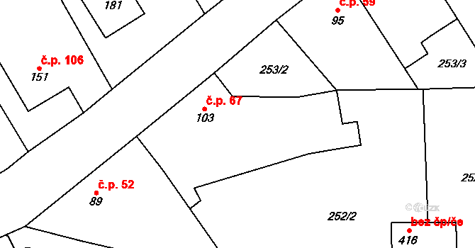 Lukavice 67 na parcele st. 103 v KÚ Lukavice, Katastrální mapa