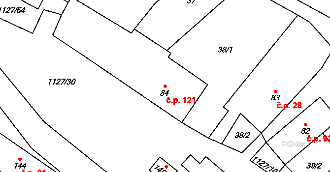 Chlum 121, Hlinsko na parcele st. 84 v KÚ Chlum u Hlinska, Katastrální mapa
