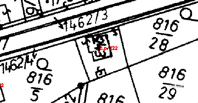 Bernartice 222 na parcele st. 243 v KÚ Bernartice u Milevska, Katastrální mapa
