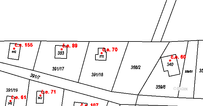 Čenkovice 70 na parcele st. 372 v KÚ Čenkovice, Katastrální mapa
