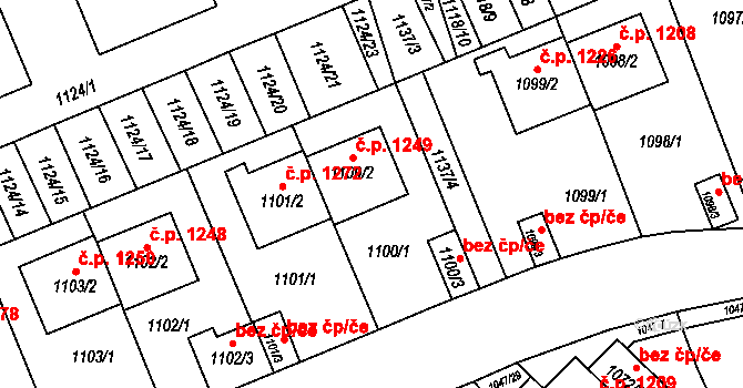 Třešť 1249 na parcele st. 1100/2 v KÚ Třešť, Katastrální mapa