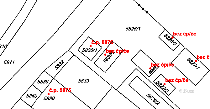 Chomutov 79849741 na parcele st. 5830/2 v KÚ Chomutov I, Katastrální mapa