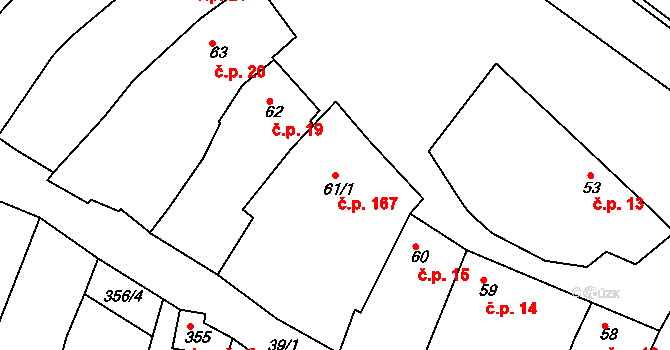 Konice 167, Znojmo na parcele st. 61/1 v KÚ Konice u Znojma, Katastrální mapa