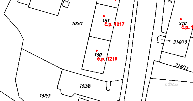 Vejprty 1218 na parcele st. 160 v KÚ Vejprty, Katastrální mapa