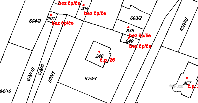Staňkovice 26 na parcele st. 248 v KÚ Staňkovice u Žatce, Katastrální mapa