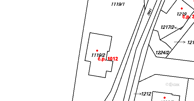 Nový Malín 1012 na parcele st. 1119/2 v KÚ Nový Malín, Katastrální mapa