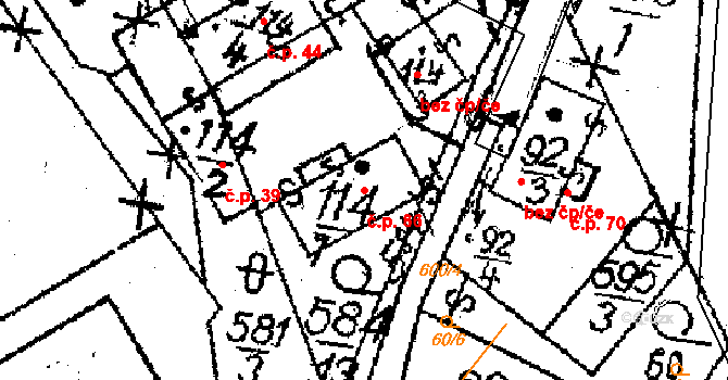 Rozsochatec 66 na parcele st. 114/1 v KÚ Rozsochatec, Katastrální mapa