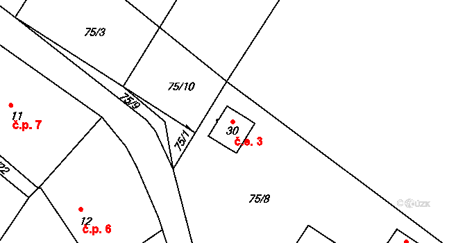 Věckovice 3, Klatovy na parcele st. 30 v KÚ Věckovice u Janovic nad Úhlavou, Katastrální mapa