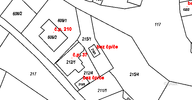 Zlín 102385742 na parcele st. 215/3 v KÚ Lužkovice, Katastrální mapa