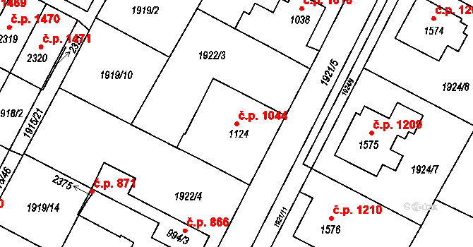 Bystřice pod Hostýnem 1044 na parcele st. 1124 v KÚ Bystřice pod Hostýnem, Katastrální mapa