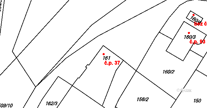 Lukov 37 na parcele st. 161 v KÚ Lukov nad Dyjí, Katastrální mapa