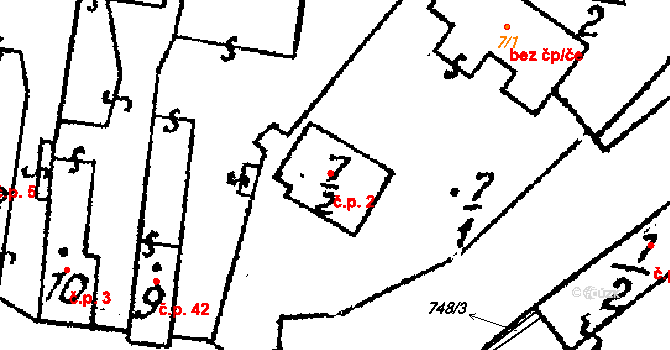 Jindice 2, Rašovice na parcele st. 7/2 v KÚ Jindice, Katastrální mapa