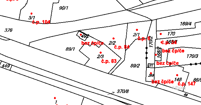 Braškov 83 na parcele st. 2/3 v KÚ Braškov, Katastrální mapa