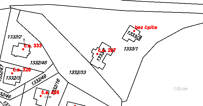 Mokrá 297, Černá v Pošumaví na parcele st. 1333/2 v KÚ Černá v Pošumaví, Katastrální mapa