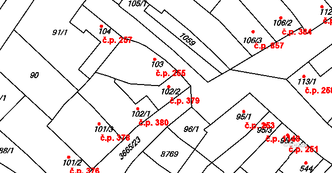 Veselí nad Moravou 379 na parcele st. 102/2 v KÚ Veselí-Předměstí, Katastrální mapa