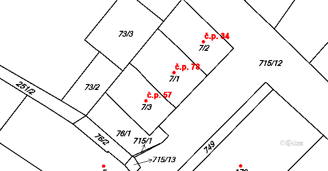 Zdislavice 78, Troubky-Zdislavice na parcele st. 7/1 v KÚ Zdislavice, Katastrální mapa
