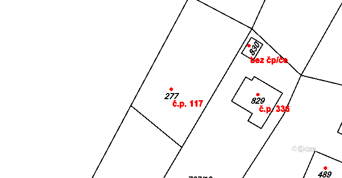 Mukařov 117 na parcele st. 277 v KÚ Mukařov u Říčan, Katastrální mapa