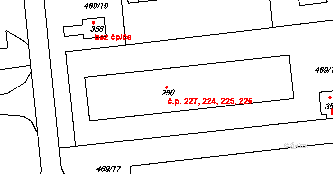 Maršov 224,225,226,227, Krupka na parcele st. 290 v KÚ Maršov u Krupky, Katastrální mapa