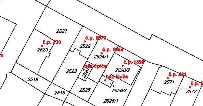 Duchcov 1064 na parcele st. 2524/1 v KÚ Duchcov, Katastrální mapa
