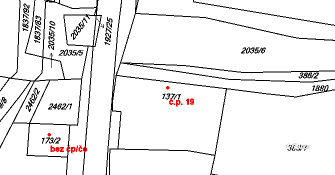 Lačnov 19, Svitavy na parcele st. 137/1 v KÚ Moravský Lačnov, Katastrální mapa