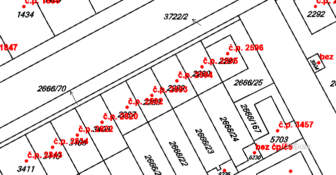 Břeclav 2594 na parcele st. 2289 v KÚ Břeclav, Katastrální mapa