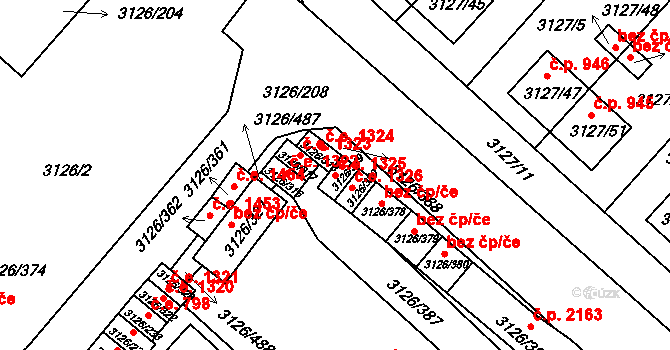 Pelhřimov 1325 na parcele st. 3126/319 v KÚ Pelhřimov, Katastrální mapa