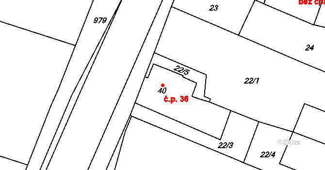Ohučov 36, Staňkov na parcele st. 40 v KÚ Ohučov, Katastrální mapa