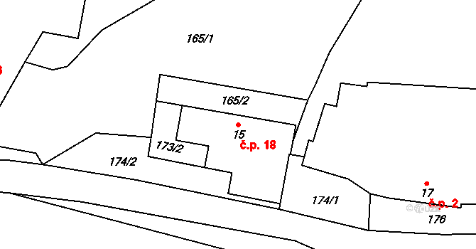 Malý Ratmírov 18, Blažejov na parcele st. 15 v KÚ Malý Ratmírov, Katastrální mapa