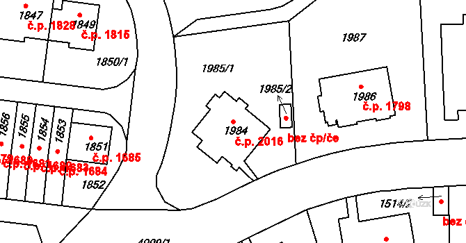 Smíchov 2016, Praha na parcele st. 1984 v KÚ Smíchov, Katastrální mapa