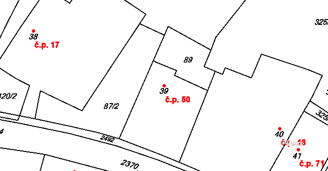 Valtínov 50, Kunžak na parcele st. 39 v KÚ Valtínov, Katastrální mapa