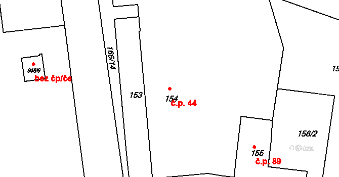 Číčenice 44 na parcele st. 154 v KÚ Číčenice, Katastrální mapa