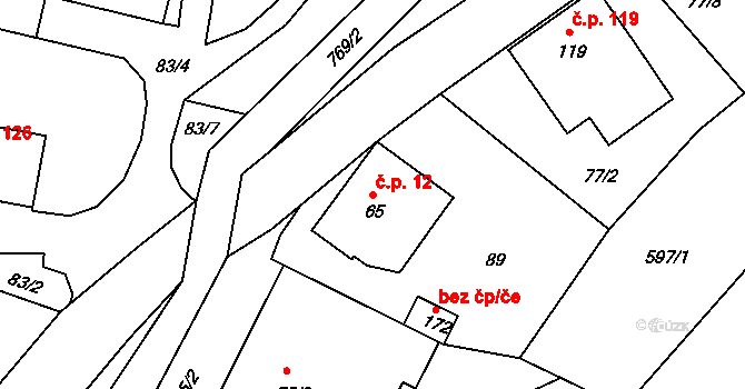 Dolní Vítkov 12, Chrastava na parcele st. 65 v KÚ Dolní Vítkov, Katastrální mapa