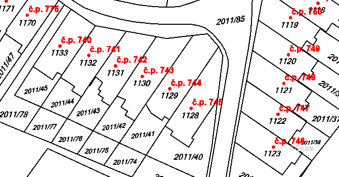Rtyně v Podkrkonoší 744 na parcele st. 1129 v KÚ Rtyně v Podkrkonoší, Katastrální mapa