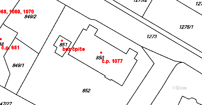 Kopřivnice 1077 na parcele st. 850 v KÚ Kopřivnice, Katastrální mapa