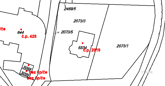Hranice I-Město 2019, Hranice na parcele st. 5534 v KÚ Hranice, Katastrální mapa