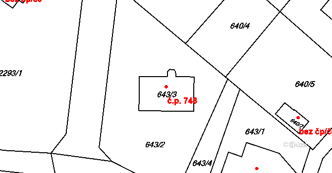 Rumburk 1 748, Rumburk na parcele st. 643/3 v KÚ Rumburk, Katastrální mapa