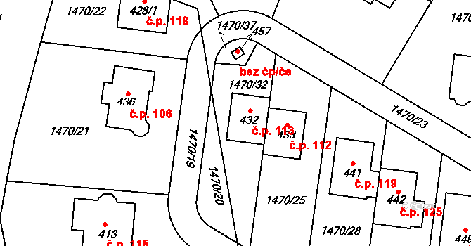 Třemblat 113, Ondřejov na parcele st. 432 v KÚ Třemblat, Katastrální mapa