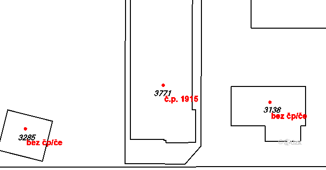 Slaný 1915 na parcele st. 3771 v KÚ Slaný, Katastrální mapa