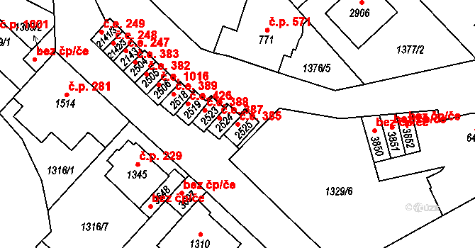 Náchod 385 na parcele st. 2525 v KÚ Náchod, Katastrální mapa