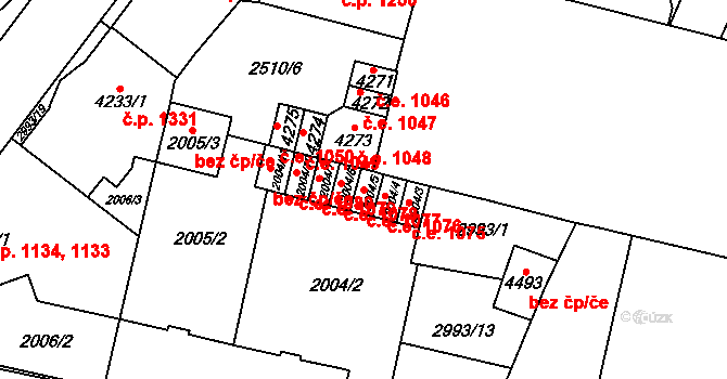 Kyjov 1077 na parcele st. 2004/5 v KÚ Kyjov, Katastrální mapa